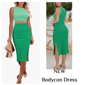 NEW Green Sleeveless Bodycon Dress